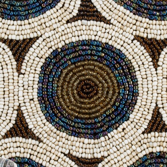 Bronze & Tan Zippered Seed Bead Coin Purse/Small Pouch - Picture 2 of 4